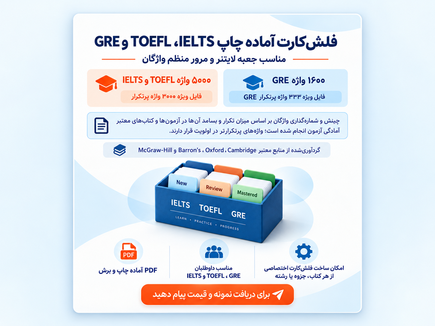 6600 فلش کارت IELTS، TOEFL و GRE - آماده چاپ