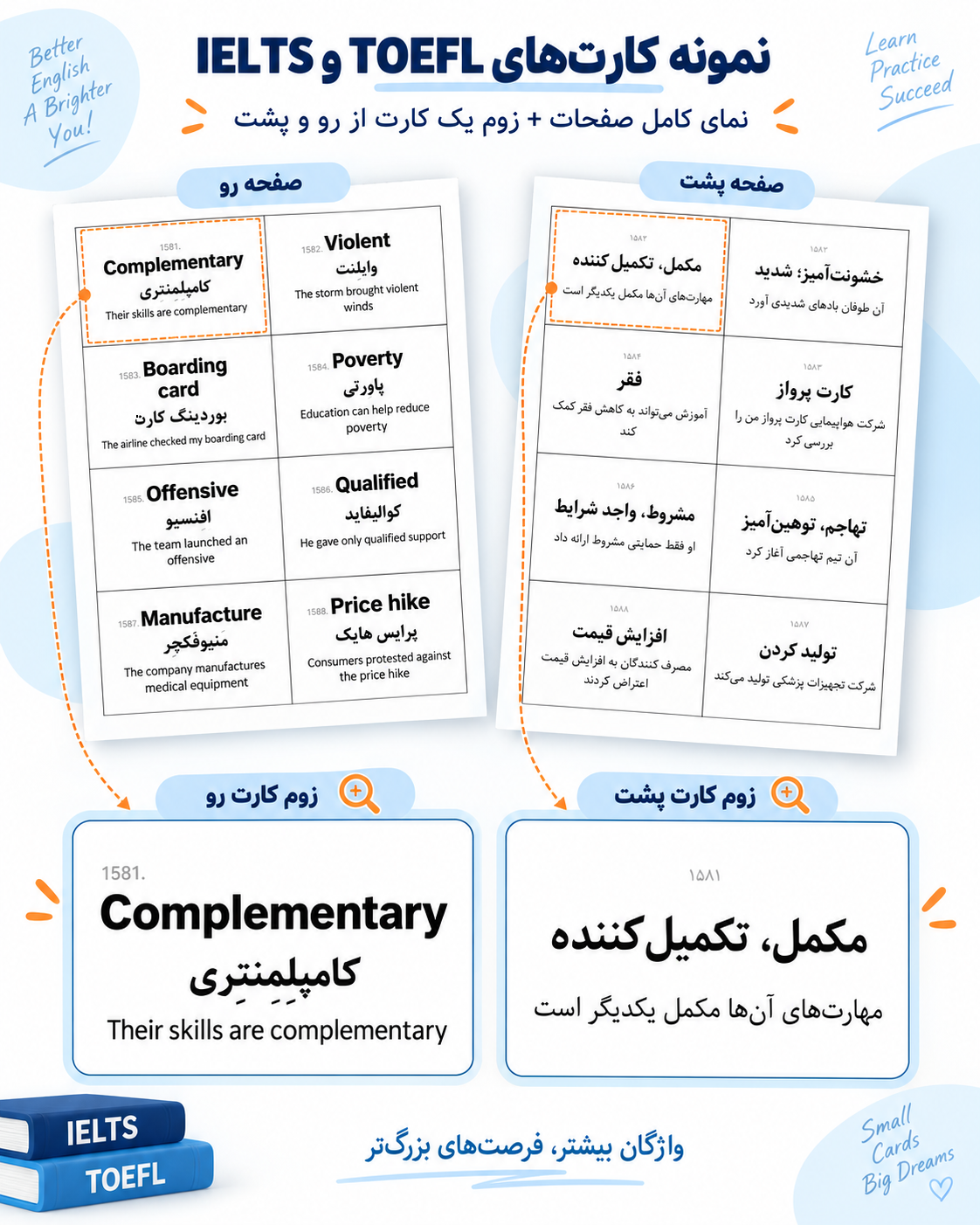 6600 فلش کارت IELTS، TOEFL و GRE - آماده چاپ