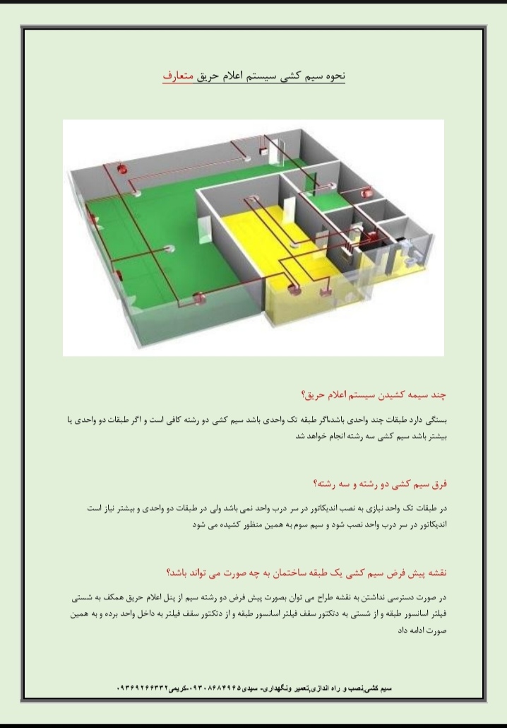 نحوه سیم کشی سیستم اعلام حریق متعارف